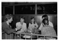 Suzanne Schaeffer with Fellow Alumni at Ireland&#039;s Four Provinces for an Early Summer &quot;Bar Review&quot; on June 8, 1989