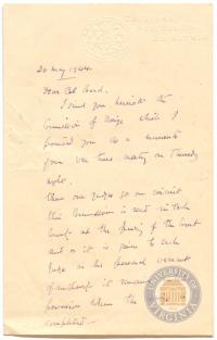 Letter from Sir Babington to Col. Robert Bard, Sending Assize Commission, 20 May 1944