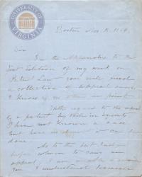 Letter from George Ticknor Curtis to Unknown Recipient, 18 November 1854