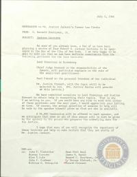 Memorandum from Prettyman to Former Jackson Clerks regarding Jackson Lectures, 5 July 1966