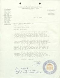 Letter from John F. Costelloe to Prettyman regarding the Jackson Lectures, 7 July 1966