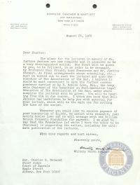 Letter from Whitney North Seymour to Charles S. Desmond regarding the Jackson Lectures, 24 August 1966