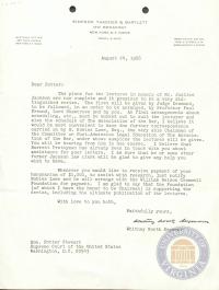 Letter from Whitney North Seymour to Justice Stewart regarding the Jackson Lectures, 24 August 1966
