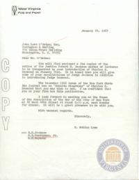 Letter from E. Nobles Lowe to John Lord O&#039;Brian regarding the Jackson Lectures, 24 January 1967