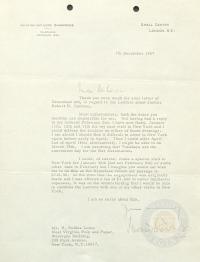 Letter from Lord Shawcross to E. Nobles Lowe regarding the Jackson Lectures, 7 December 1967