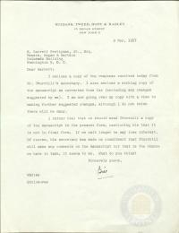 Letter from Bill Jackson to Prettyman regarding Justice Jackson&#039;s Destroyer Article, 9 May 1957