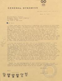 Letter from Gordon Dean to Bill Jackson regarding Justice Jackson&#039;s Destroyer Article, 17 June 1957