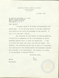 Letter from Bill Jackson to Prettyman regarding Justice Jackson&#039;s Destroyer Article, 19 June 1957