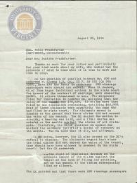 Typed Letter from Prettyman to Justice Frankfurter, 30 August 1954