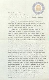 Memorandum from Prettyman to Justice Frankfurter re Berman v. Parker, circa 1954
