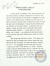 Transcript of Remarks made by Joseph Rauh at the Frankfurter Law Clerks Dinner, 18 November 1982