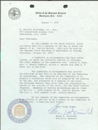 Letter from Erwin N. Griswold to Prettyman re Committee on Arrangements, 7 August 1972
