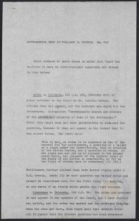 Supplemental Memorandum regarding Williams v. Georgia by Prettyman, undated circa 1955