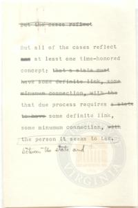 Drafts of &quot;Minimum Connection&quot; Phrasing in Miller Brothers Co. v. Maryland, 1954
