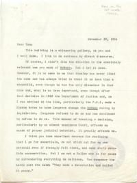 Letter from Justice Frankfurter to Justice Clark Regarding McNabb v. United States, 30 November 1954