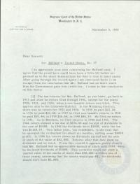 Letter from Justice Clark to Prettyman Regarding Holland v. United States, 5 November 1954