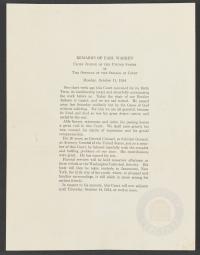 Remarks of Chief Justice Warren upon the Death of Justice Jackson, 11 October 1954