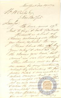 Letter from Barling &amp; Davis to Crapo, 19 December 1872