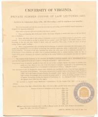 Announcement for Summer Law Class- 1883