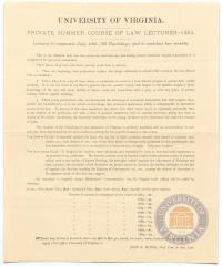 Announcement for Summer Law Class- 1884