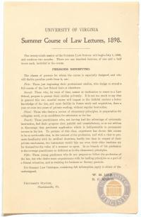 Announcement for Summer Law Class- 1898