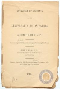 Catalogue of Students for Summer Law Class of 1891