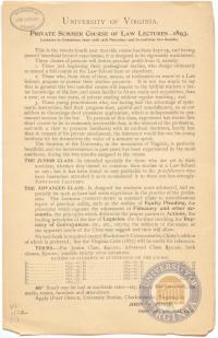 Announcement for Summer Law Class- 1893