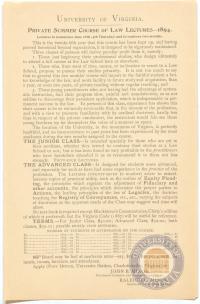 Announcement for Summer Law Class- 1894