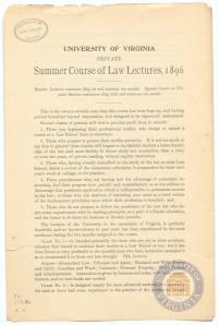 Announcement for Summer Law Class- 1896