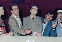 Sarah Beeton, Tom Kenney, and Jon Sandler During Libel Show ca. April 11-12, 1986