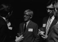 Dee Henderson, Stanley D. Henderson, and David P. Ferretti with Law Alumni During Law School Foundation Board of Trustees and Alumni Council Dinner in November 1988