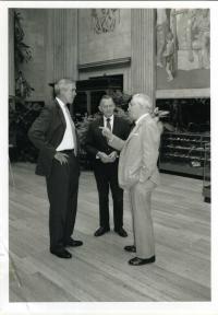 Philip Howard with John Corse and Foster Arnett in Mural Hall During Law School&#039;s &quot;Around Grounds&quot; Presentation on October 7, 1995 