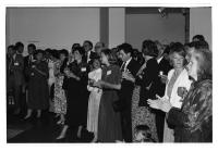Lee Vest and George Harris watch A Cappella Performance at the Bayly Museum of Art Reception for Campaign Workers in 1988
