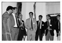 Thomas F. Bergin and David Stampley Singing with an A Cappella Group at the Bayly Museum of Art Reception for Campaign Workers in 1988