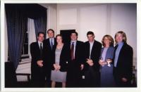 Tom Wornom, Al Pavlis, Dot Heyl, Owen Pell, Bart Breinin, Barbara Nims, and Kathy Dougherty Ewing during New York Young Alumni Event at the UVA/Yale Club in late October 2003