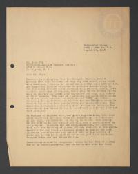 Letter to Jack Frye, Transcontinental &amp; Western Airways