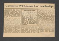 Newspaper Announcement: Committee Will Sponsor Law Scholarships