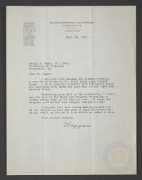 Letter from Daffan Gilmer to George B. Eager, Jr. Esq., Sept. 26, 1933