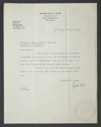 Letter from Curtis Bok to George B. Eager, Junior, Esquire, Sept. 28, 1933