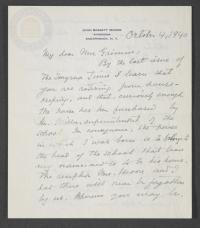 Letter re Mrs. Grimm sale of the house Oct. 4, 1940
