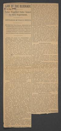 &quot;Law of the Blockade...&quot;, June 26, 1899 