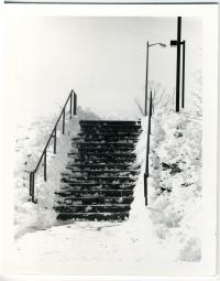 Law School Grounds- Snowy Steps outside Law School; 1994-1996