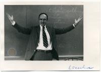 Prof. Thomas F. Bergin Gestures in Front of Blackboard