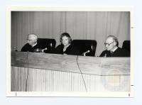 Paul H. Roney, Sandra Day O&#039;Connor, Louis F. Oberdorfer, Moot Court Competition, April 1985