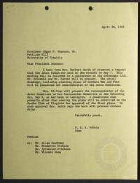 Letter from F. D. G. Ribble to Edgar F. Shannon, Jr., Regarding Final Approval of Plans for the East Lawn Gardens Restoration Project, 24 April 1962