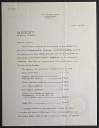 Letter from N. P. Miller, D.D.S., to William Baldwin Regarding Dental Care for a PEFSA Student, 1 October 1964