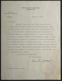 Letter from Justice Frankfurter to Charles O. Gregory Offering Congratulations on the Recent Publication of &quot;Labor and Law,&quot; 30 October 1946