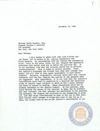 Letter from Prettyman to Whitney North Seymour regarding the Jackson Lectures, 16 November 1964