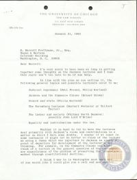 Letter from Phil C. Neal to Prettyman regarding the Lecture Series in Honor of Justice Jackson, 21 January 1965