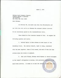 Draft Letter from Prettyman to Whitney North Seymour regarding the Jackson Lectures, 5 March 1965